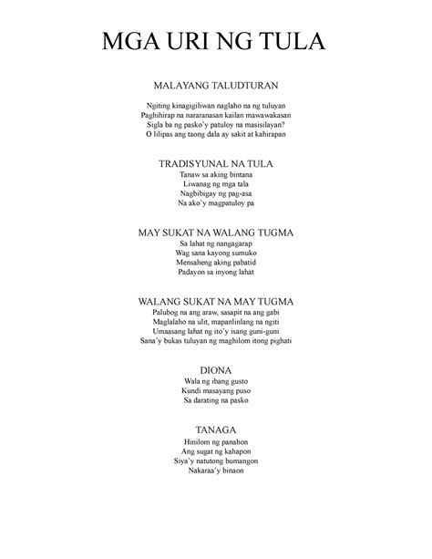 TALUDTURAN (Tagalog).